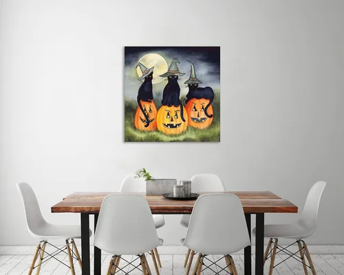 Vista 3 de Jaxson Rea "Haunting Halloween Night II No Border Gallery Wrapped Canvas by Kathleen Parr McKenna, 12" x 12