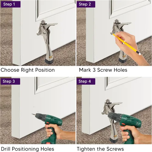 Vista 5 de HOME&I Easy Pedal Kick Down Door Stop Stopper Easy Step Door Kick Doorstop,Premium Quality,Height-Adjustable Rubber Foot,4 Inch