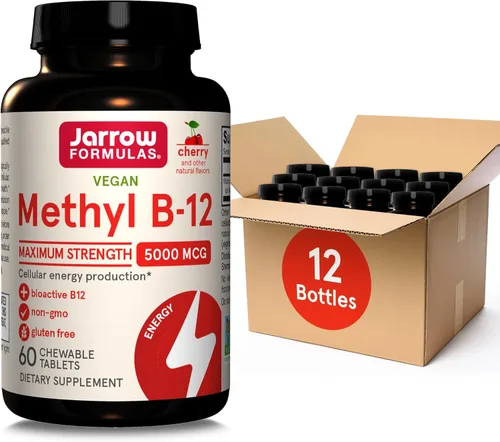 Vista 11 de Jarrow Formulas Vitamina B12 5000 mcg - Máxima fuerza para energía celular y salud cerebral, 90 tabletas masticables de cereza, vitaminas B12 5000