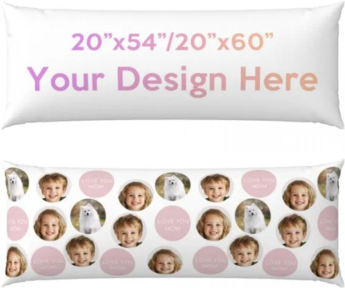 Vista 7 de Personalized Face Long Body Pillow Cover for Mom, Mother's Day Custom Full Body Large Pillow Case with Photos, Extra-Long Adults Decorative Cushion
