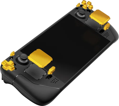 Vista 8 de eXtremeRate Juego completo de botones de repuesto de oro cromado para cubierta de vapor, parachoques ABXY D-pad personalizado para parachoques ABXY