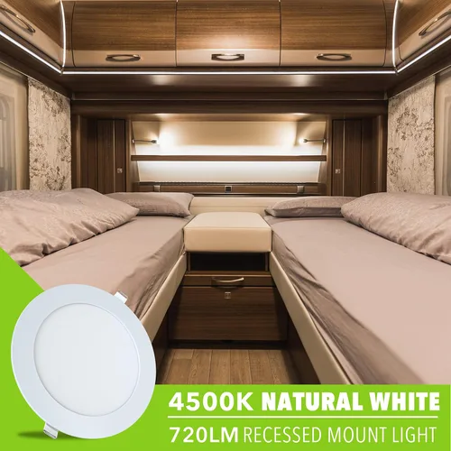 Vista 7 de Paquete de 5 luces LED de ocio para techo empotradas para lancha, 720 lúmenes, súper delgado, luz de panel LED DC 12 V 5.75 pulgadas 9 W Downlights