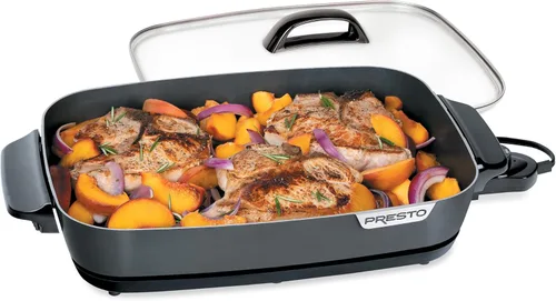 Vista 5 de Presto 06858 Sartén eléctrica delgada de 16 pulgadas con cubierta de vidrio, antiadherente, temperatura ajustable, color negro