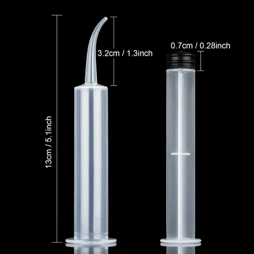 Vista 2 de Paquete de 8 jeringas dentales desechables de 12 cc con punta curva, limpiador bucal con chorro de piedra amígdala (sin medición)