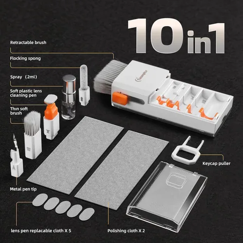 Vista 7 de Kit de limpieza de teclado para laptop, kit de limpieza de teclado todo en uno, herramienta de limpieza de laptop para MacBook iPad iPhone