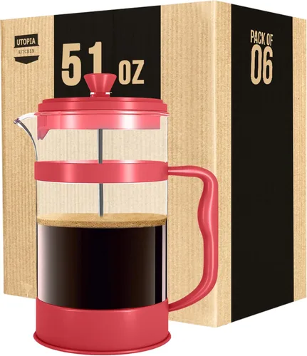 Vista 13 de Utopia Kitchen French Press - Cafetera de café expreso y té con filtros triples, émbolo de acero inoxidable y vidrio de borosilicato resistente al