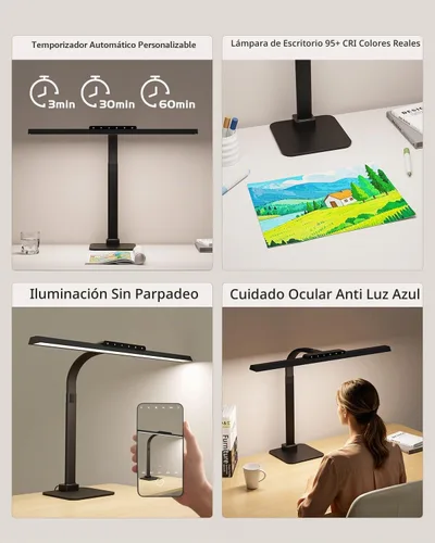 Vista 4 de Lámpara de escritorio LED grande para oficina en casa, lámpara