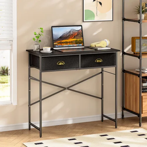 Vista 6 de DAOUTIME - Escritorio negro para escribir para dormitorio de niños, escritorio pequeño de 31.5 pulgadas para computadora para espacios pequeños