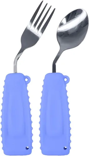 Vista 13 de Utensilios de cubiertos con peso adaptable, tenedor en ángulo para temblores de manos, Parkinson, utensilios con peso con asas antideslizantes