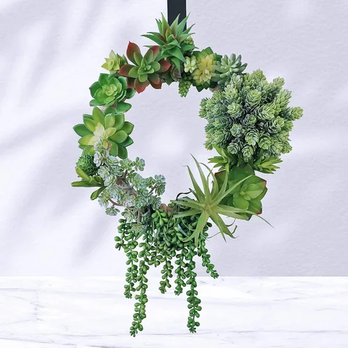 Vista 2 de Winlyn 19 piezas surtidas de plantas suculentas artificiales sin maceta, pequeñas de aloe verde, lúpulo de cactus, cadena de perlas, suculentas