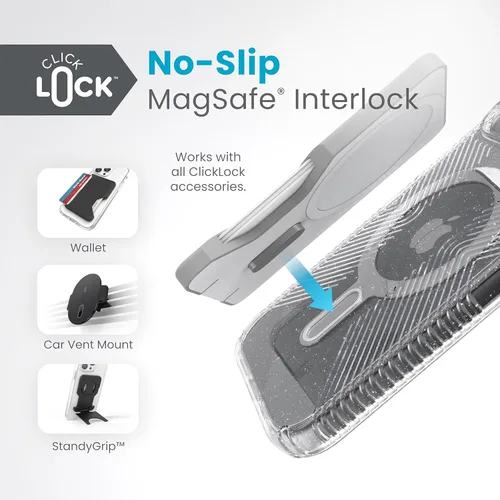 Vista 4 de Speck Funda para iPhone 17e, 15 – Bloqueo de bloqueo antideslizante ClickLock, diseñada para MagSafe, agarre de protección contra caídas