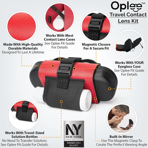 Vista 2 de Oplee™ Funda para lentes de contacto de viaje, diseño portátil con espejo integrado (solo estuche de viaje)