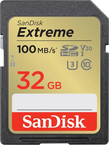 SanDisk - Tarjeta de memoria SDHC UHS-I Extreme de 32 GB - C10, U3, V30, 4K, UHD, tarjeta SD - SDSDXVT-032G-GNCIN