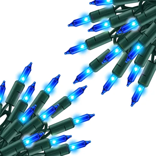 Vista 22 de TW SHINE Mini cadena de luces de Navidad, 20 pies, 100 unidades, incandescentes, mini luces de árbol de Navidad, impermeables, para exteriores, Rojo