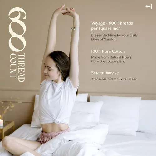 Vista 174 de Mayfair Linen Juego de sábanas de 100% algodón egipcio, tamaño individual (paquete de 2) – Sábanas de lujo blancas de 600 hilos, tamaño individual