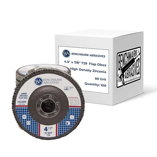 Vista 7 de Benchmark Abrasives 4.5" x 7/8" Discos de solapa Jumbo de alta densidad tipo 29 con circonita de primera calidad de 4 1/2 para amoladora angular