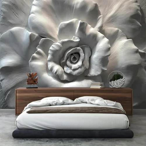 Vista 7 de Papel pintado 3D visual de otoño de bosque caducifolio, escena natural brumosa, hermoso mural decorativo grande para dormitorio