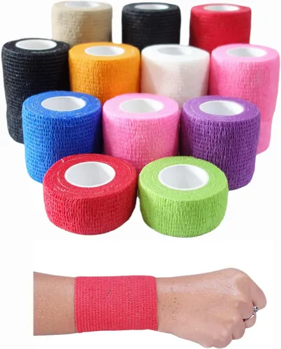 Vista 7 de Paquete de 6 vendajes autoadhesivos de 2 pulgadas x 5 yardas, transpirable, cohesivo, para mascotas, cinta elástica autoadhesiva para deportes