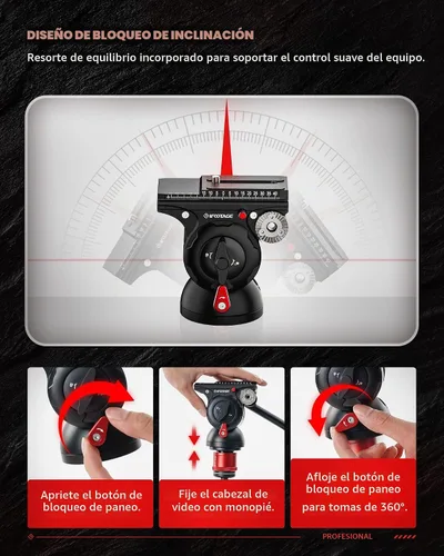 Vista 5 de IFOOTAGE Komodo K5S Fluid Head Video Head Pan Tilt Mount
