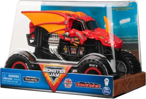 Vista 5 de Monster Jam, Camión monstruo Dragonoid oficial Bakugan, vehículo fundido a presión, escala 1:24