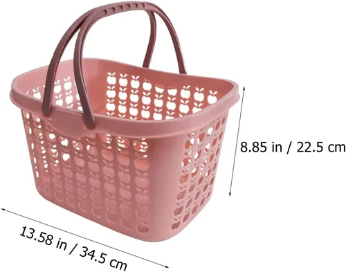 Vista 2 de Hemoton Cesta de la compra con asas Cestas de compras al por menor de plástico Cestas de compras apilables Cesta de almacenamiento de frutas
