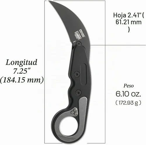 Vista 7 de CRKT Provoke - Cuchillo plegable con Kinematic: Morphing Karambit, hoja de borde liso D2, mango de aluminio, clip de bolsillo, 4040 Negro