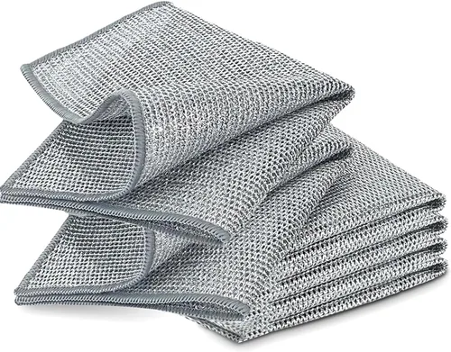 Vista 8 de YinQin Paño de limpieza de platos de acero inoxidable de doble capa de doble capa, paño de limpieza de platos de malla de acero inoxidable de 7.9 x