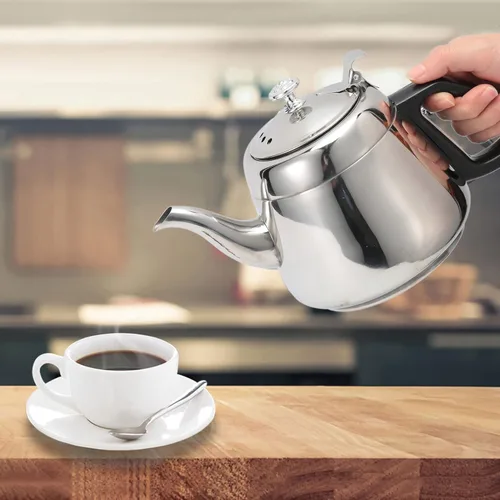 Vista 2 de Alvinlite Tetera de acero inoxidable, hervidor de agua con infusor Hervidor de agua, tetera para café, tetera para té verde suelto, tetera de acero