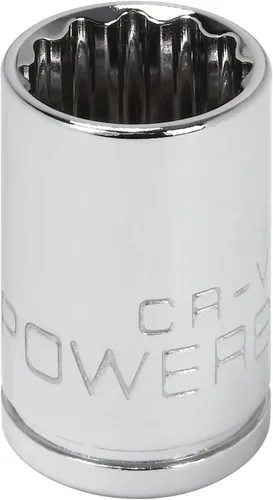 Vista 24 de Powerbuilt Enchufe poco profundo de 3/8 pulgadas x 1/4 pulgadas, enchufe de 12 puntos, hecho de cromo-vanadio, marcado de tamaño láser - 641000
