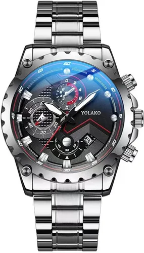 Vista 7 de CdyBox Reloj de pulsera de cuarzo de moda para hombre, reloj de pulsera de acero para hombre