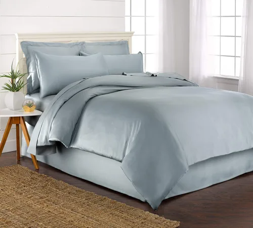 Vista 9 de Pure Bamboo - Juego de 2 piezas de funda de edredón para cama individual, 100% viscosa orgánica derivada del bambú, lujosamente suave y refrescante