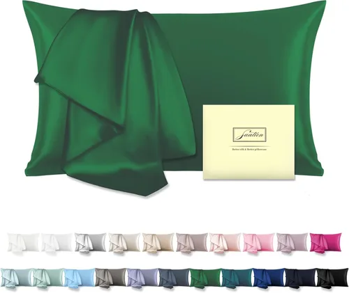 Vista 45 de Funda de almohada de seda para cabello y piel, suave, transpirable y sedosa 100% seda Queen, juego de 2, fundas de almohada de seda de morera