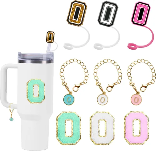 Vista 9 de Stanley - Juego de accesorios – 3 fundas para pajilla, 3 calcomanías de toalla con dije de letras para vaso Stanley de 40/30 onzas