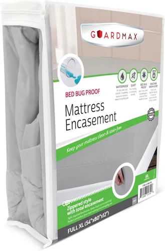 Vista 48 de Guardmax Funda de colchón de punto con cremallera y bolsillos profundos, impermeable y a prueba de chinches, ropa de cama cómoda, suave y silenciosa