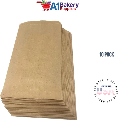 Vista 8 de Bolsas de mercancía de papel plano marrón Kraft 10x13 10 unidades por A1 Bakery Supplies