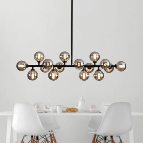 Vista 12 de Lámpara de Araña Moderna de Mediados de Siglo 55in Lámparas de Araña Lineales de 16 Luces Latón Dorado Luminaria Colgante para Comedor, Isla