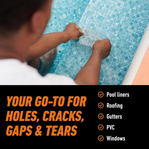 Vista 7 de GORILLA - Cinta adhesiva impermeable para parchar y sellar, cinta transparente, 4 pulgadas x 8 pies (paquete de 2) - Sello permanente resistente al