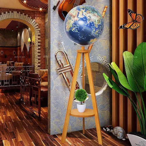 Vista 5 de VNABO Geographic Globes Geographic Globe Lighting - Soporte de suelo con globo terráqueo elevado de madera en relieve, 18.8 x 55.1 pulgadas