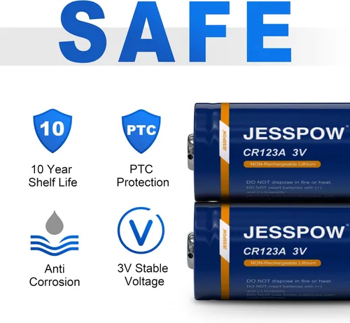 Vista 3 de JESSPOW Paquete de 48 baterías de litio CR123A de 3 V, batería CR123A, 123 baterías de litio para linterna, alarma, micrófonos con sensor