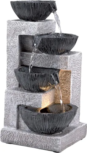 Vista 12 de Alpine Corporation WIN1372 Fuente de Mesa en Cascada de 14" de Alto con Luces LED – Característica Decorativa de Agua Interior para Escritorio, Gris