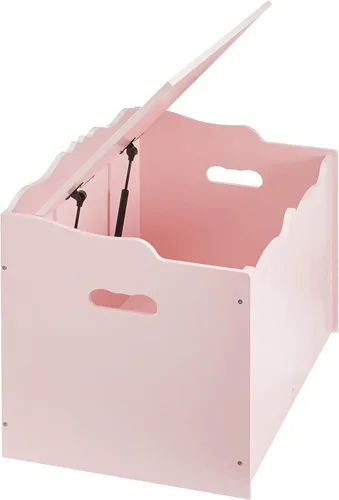Vista 3 de Yaxa Basics Caja de juguetes para niños, baúl organizador de madera, rosa, 30 x 18 x 19 pulgadas