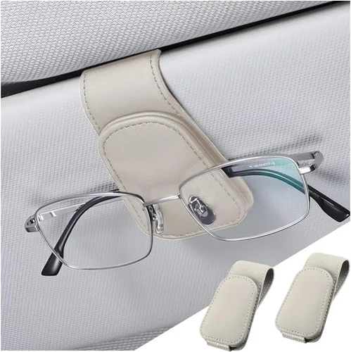Vista 20 de zipelo Soporte para gafas de sol para visera solar de automóvil, 2 piezas de gancho magnético de cuero para gafas, clip de montaje para gafas de sol