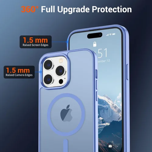 Vista 922 de SUPFINE - Funda magnética para iPhone 13 Pro Max (compatible con MagSafe), (protección contra caídas de grado militar de 10 pies), delgada, Negro