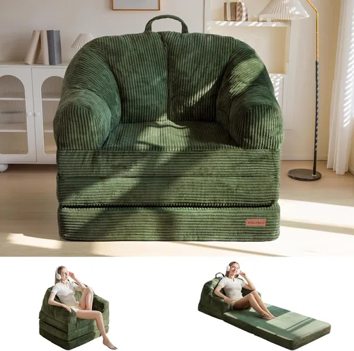 Vista 15 de MAXYOYO Sofá cama plegable con respaldo, sofá cama plegable sin hueso con asa, puf convertible 2 en 1, sillón a sofá tumbona, cómodo sofá plegable