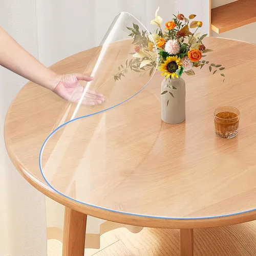 Vista 10 de Vicwe Protector de Mesa Transparente de 20 x 60 Pulgadas, Protector de Mesa Transparente de 1,5 mm de Grosor, Cubierta de Mesa Rectangular