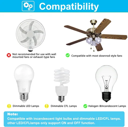Vista 5 de Kit universal de control remoto para ventilador de techo, repuesto para Hampton Bay, Hunter, Harbor Breeze, Fan-HD5 L3H2010FANHD RR7079T CHQ7078T