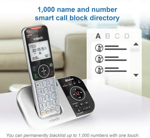 Vista 5 de VTech VS112 Teléfono Inalámbrico para el Hogar con Contestador, Bloqueo de Llamadas, Identificador de Llamadas, Intercomunicador y Conectar a