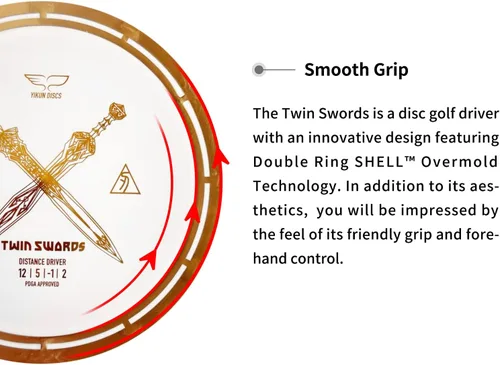Vista 5 de Yikun Disc Disco de golf Twin Swords Tortuga Fruit Line Distancia Driver 6.00-6.17 oz con 1pcs Disco Golf Rango Medio 5.82-6.00 oz para juegos al