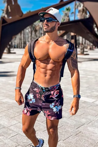 Vista 5 de GINGTTO - Traje de baño para hombre con forro de malla, pantalones cortos de playa