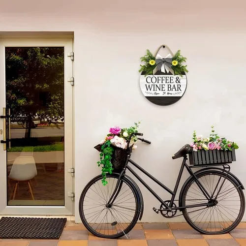 Vista 3 de Letrero de madera rústica para cafetería y vinos, decoración de pared para cafetería, decoración de pared, para inauguración de la casa, cafetería